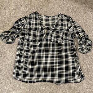 New Glory Monochrome Plaid Blouse